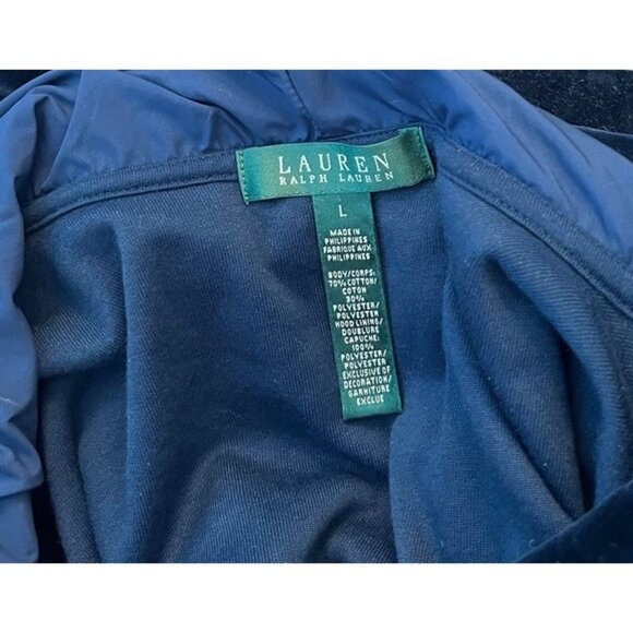 Lauren Ralph Lauren Large Dark Blue Velour Track Suit Zip Jacket Pants Set LRL - Picture 11 of 11